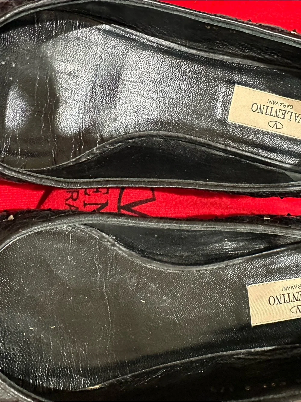 Valentino Garavani Black Quilted Flats with Silver Pointed Caps